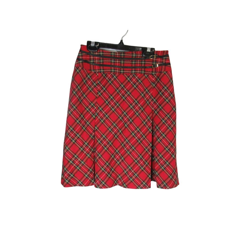 J.Jong  Red Plaid Skirt